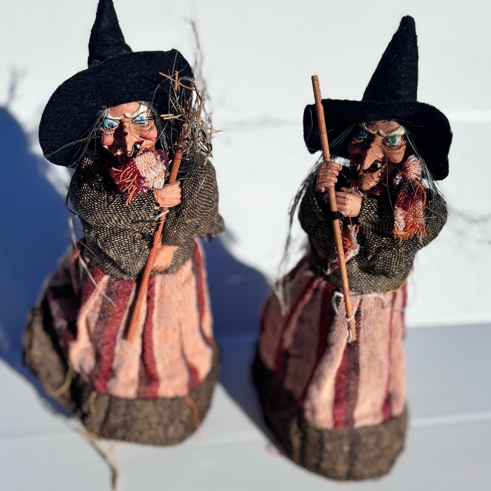 Vintage Witch Dolls Handmade Folk Art Halloween Decor